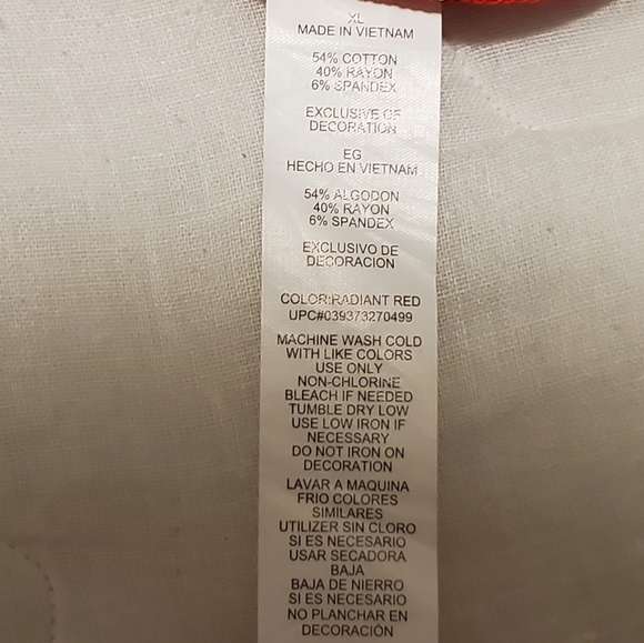 NWT Women's Red Sleeveless Shirt Chemise Vest Chaus Sport XL NEW! - Picture 8 of 8